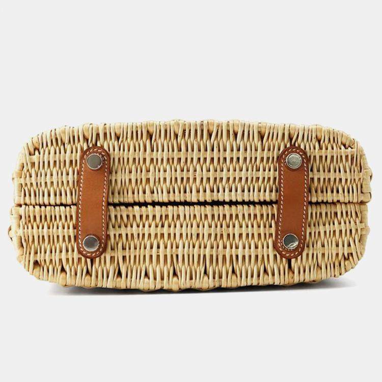 Pre Owned Hermes Natural/Fauve Willow Barenia Leather Bolit Picnic Size 24