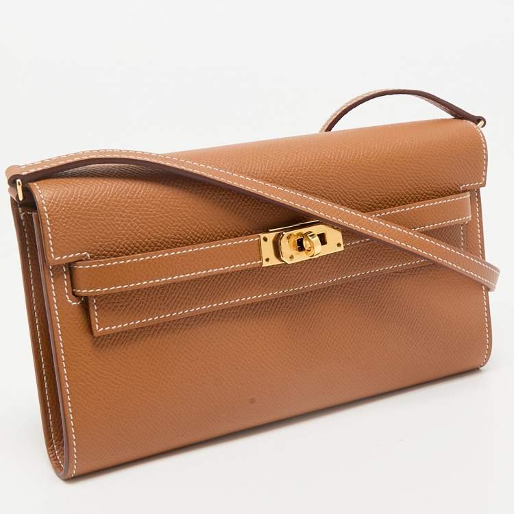 Pre Owned Hermès Gold Epsom Leather Kelly To Go Wallet