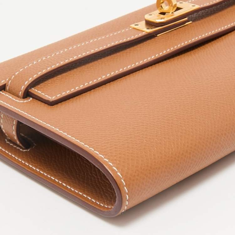 Pre Owned Hermès Gold Epsom Leather Kelly To Go Wallet