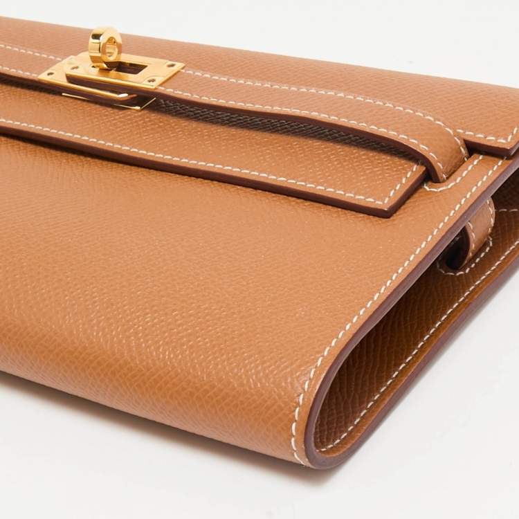 Pre Owned Hermès Gold Epsom Leather Kelly To Go Wallet