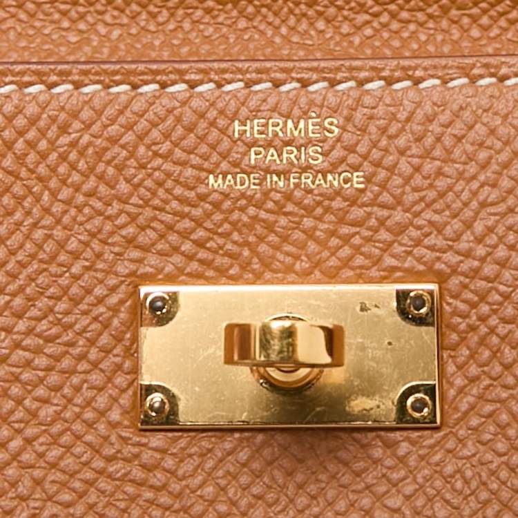 Pre Owned Hermès Gold Epsom Leather Kelly To Go Wallet