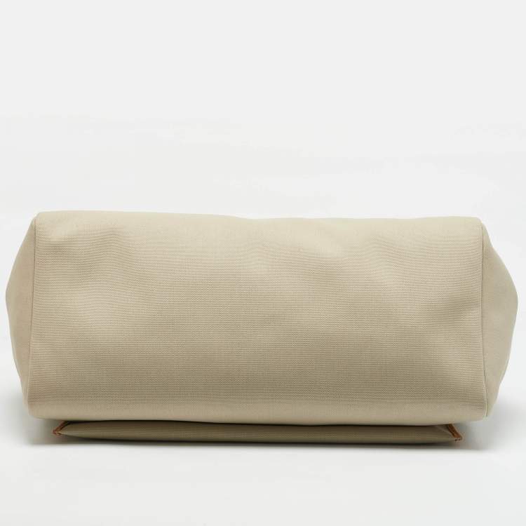 Pre Owned Hermes Ecru/Beige /Naturel Sable Canvas and Leather Herbag Zip Cabine Bag