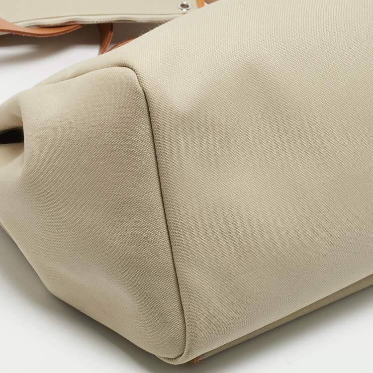 Pre Owned Hermes Ecru/Beige /Naturel Sable Canvas and Leather Herbag Zip Cabine Bag