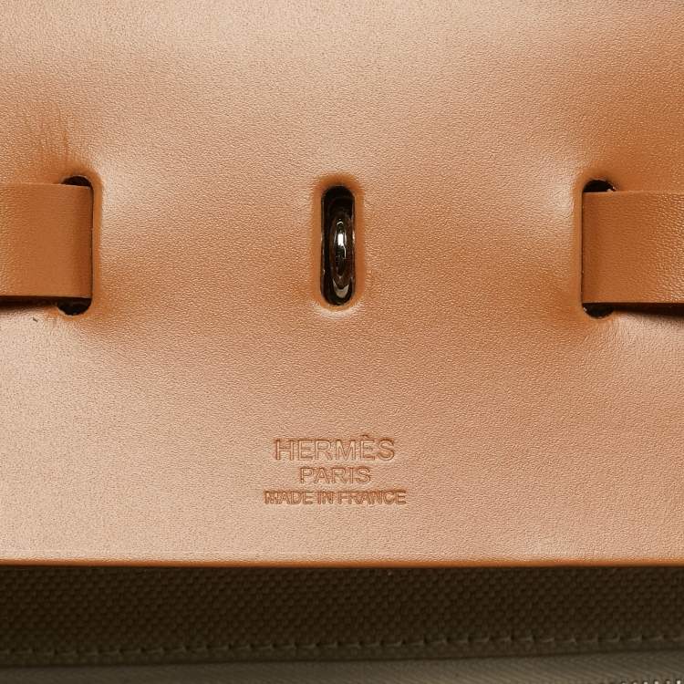 Pre Owned Hermes Ecru/Beige /Naturel Sable Canvas and Leather Herbag Zip Cabine Bag