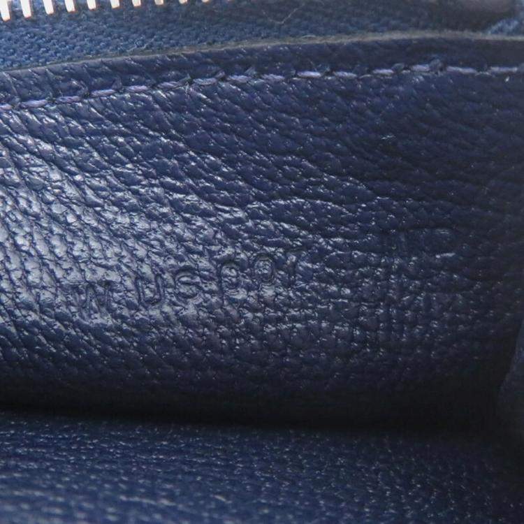 Pre Owned Hermes Navy Chevre Leather Bearn Combination Tri-Fold Wallet