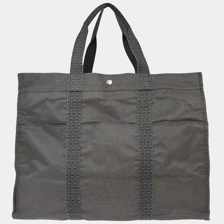 Pre Owned Hermes Gray Canvas Herline TGM Tote Bag