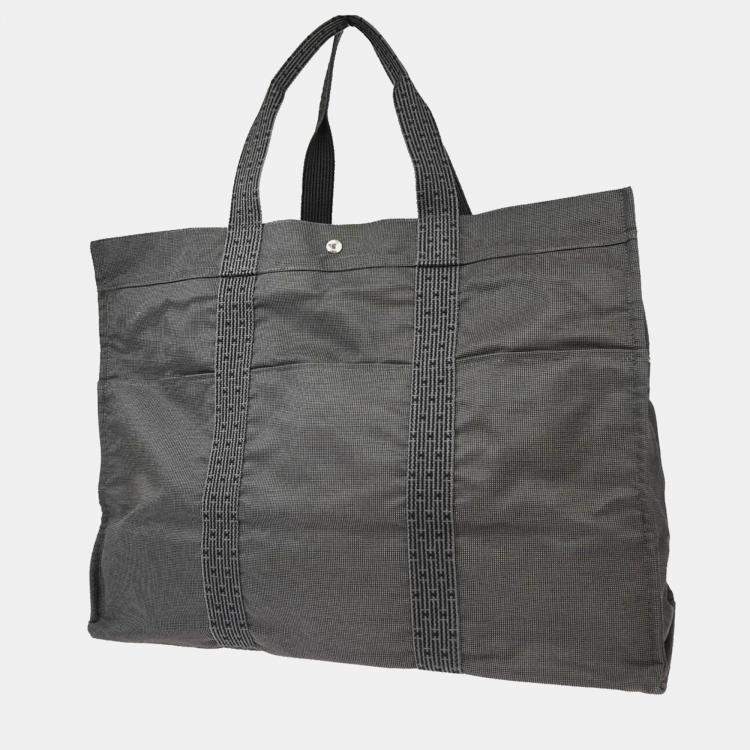 Pre Owned Hermes Gray Canvas Herline TGM Tote Bag