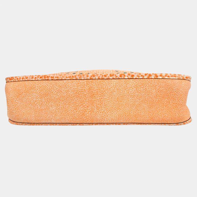 Pre Owned Hermes Orange Dalmatian Buffalo Skipper Evelyn PM Shoulder Bag 