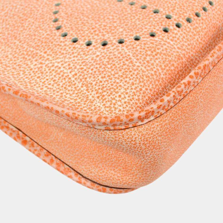 Pre Owned Hermes Orange Dalmatian Buffalo Skipper Evelyn PM Shoulder Bag 