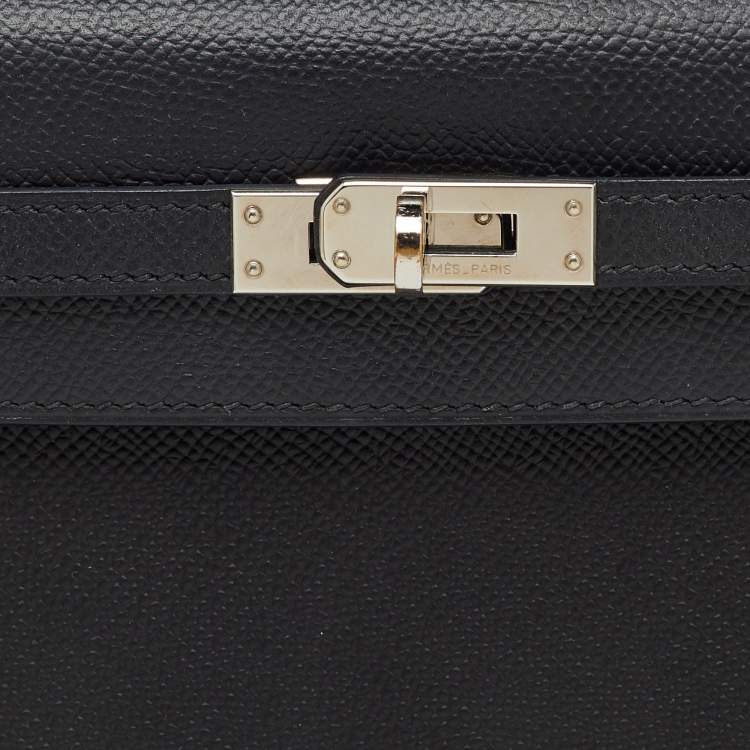 Pre Owned Hermes Black Epsom Leather Palladium Finish Kelly Sellier 25 Bag