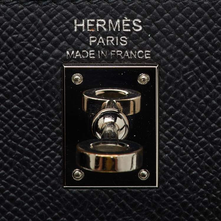 Pre Owned Hermes Black Epsom Leather Palladium Finish Kelly Sellier 25 Bag