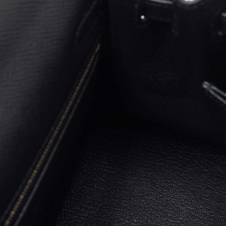 Pre Owned Hermes Black Epsom Leather Palladium Finish Kelly Sellier 25 Bag