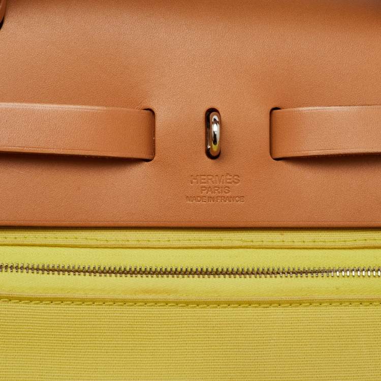 Pre Owned Hermes Soufre/Natural Toile Canvas and Vache Leather Herbag Zip 31 Bag
