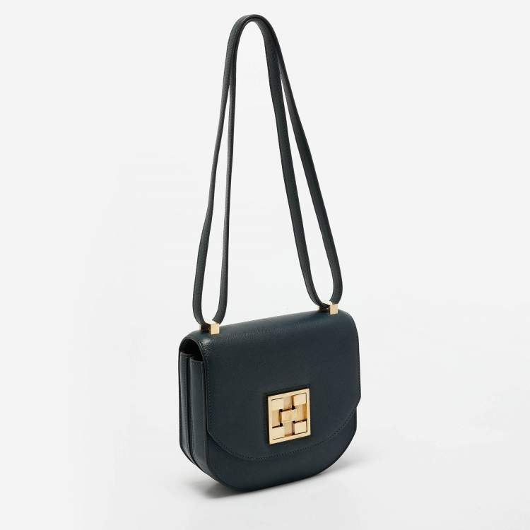 Pre Owned Hermes Vert Cypres Epsom Leather Gold Finish Mosaique Au 24-17 Bag