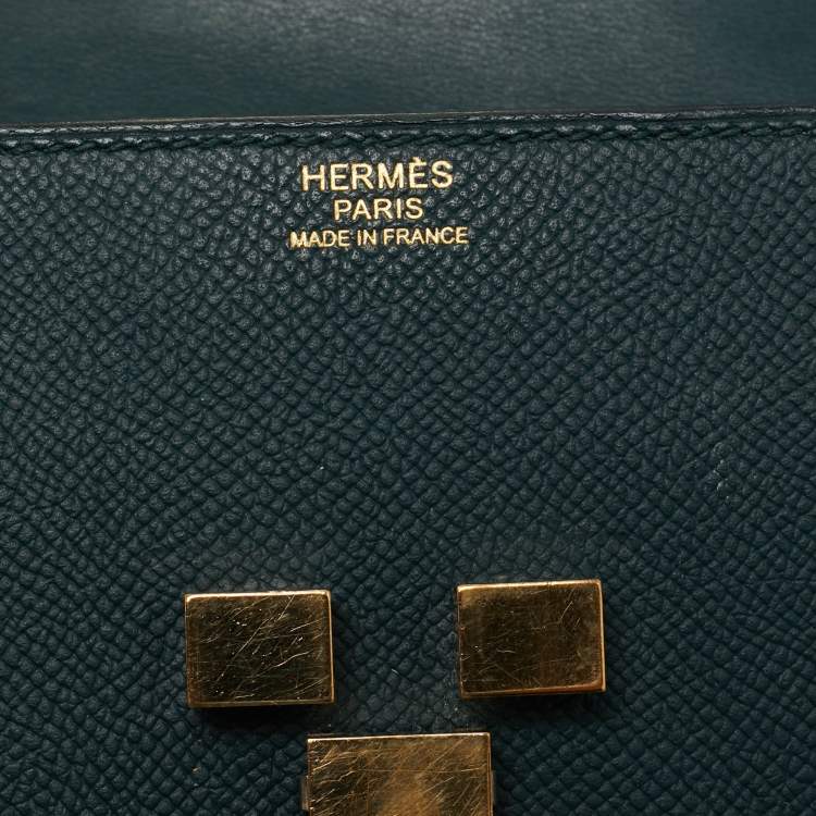 Pre Owned Hermes Vert Cypres Epsom Leather Gold Finish Mosaique Au 24-17 Bag