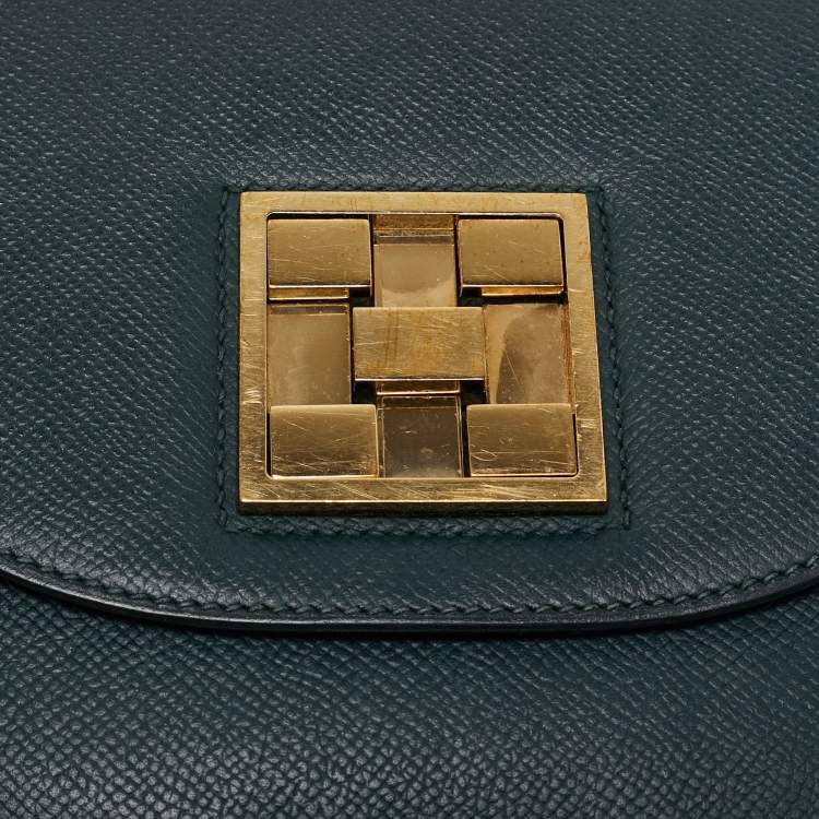 Pre Owned Hermes Vert Cypres Epsom Leather Gold Finish Mosaique Au 24-17 Bag