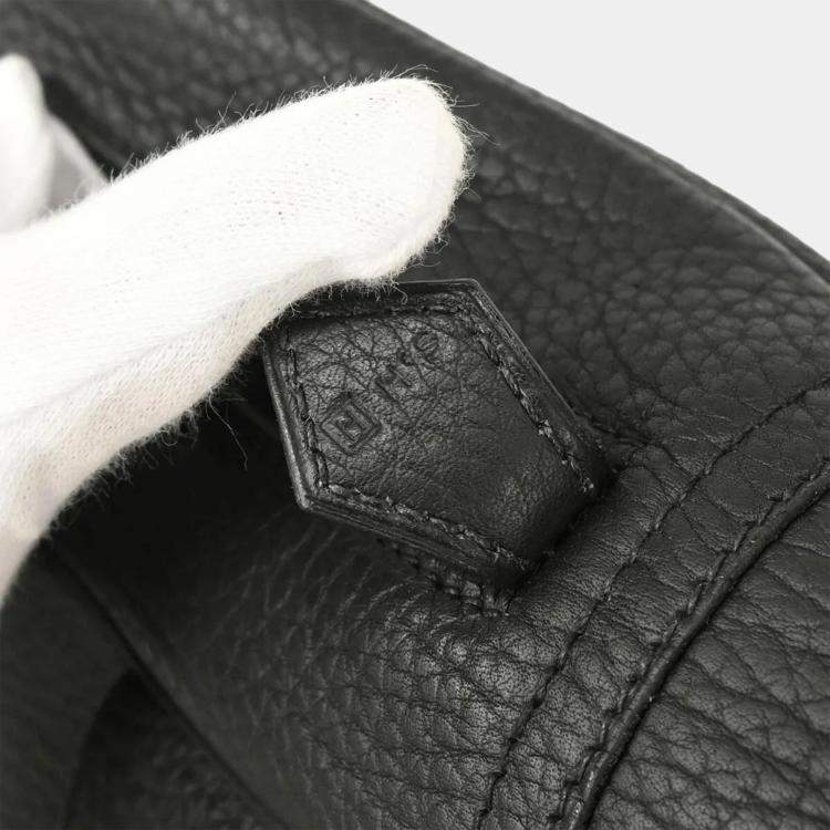 Pre Owned Hermes Black Fjord Plume Doc 38 Handbag