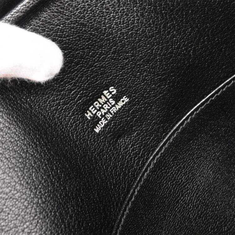 Pre Owned Hermes Black Fjord Plume Doc 38 Handbag