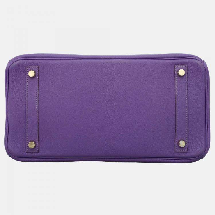 Pre Owned Hermes Purple Leather Birkin 30 Bag