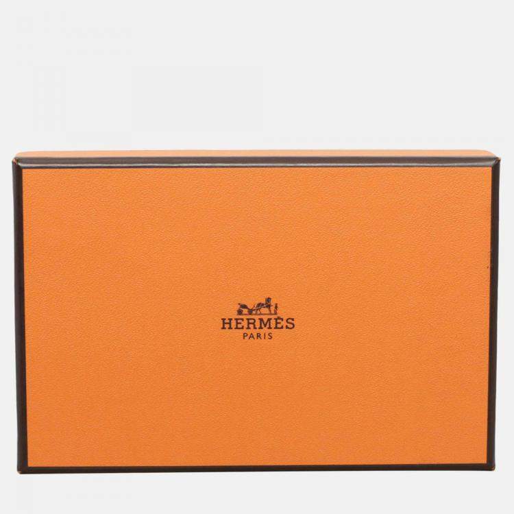 Pre Owned Hermes Brown Chevre de Coromandel Calvi Duo Compact Card Holder