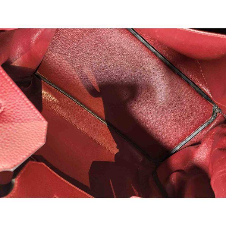 Pre Owned Hermes Rouge H Clemence with PHW Birkin 40 