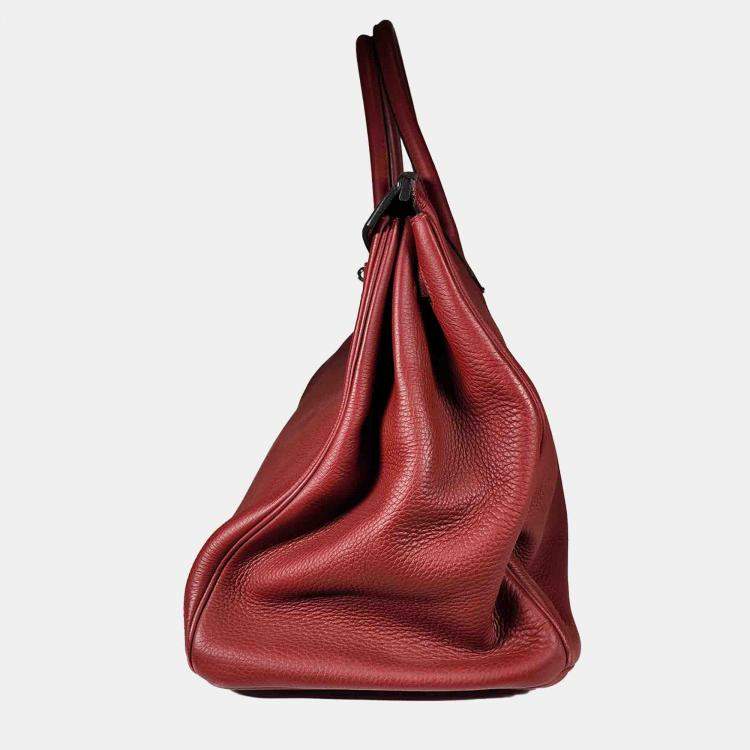 Pre Owned Hermes Rouge H Clemence with PHW Birkin 40 