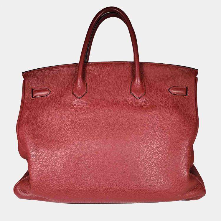 Pre Owned Hermes Rouge H Clemence with PHW Birkin 40 