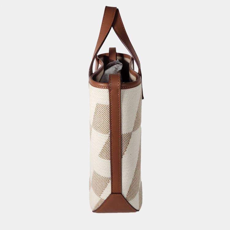 Pre Owned Hermes Ecru-Naturel/Gold Toile Cabas H En Bias 27 Tote Bag