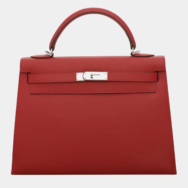 Pre Owned Hermes Red Epsom Leather Sellier Kelly 32 Bag