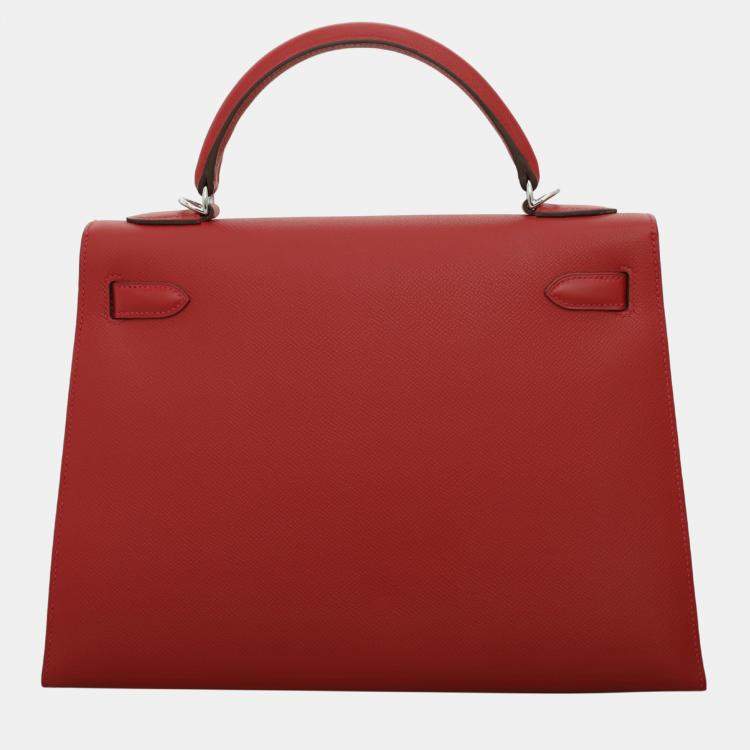 Pre Owned Hermes Red Epsom Leather Sellier Kelly 32 Bag