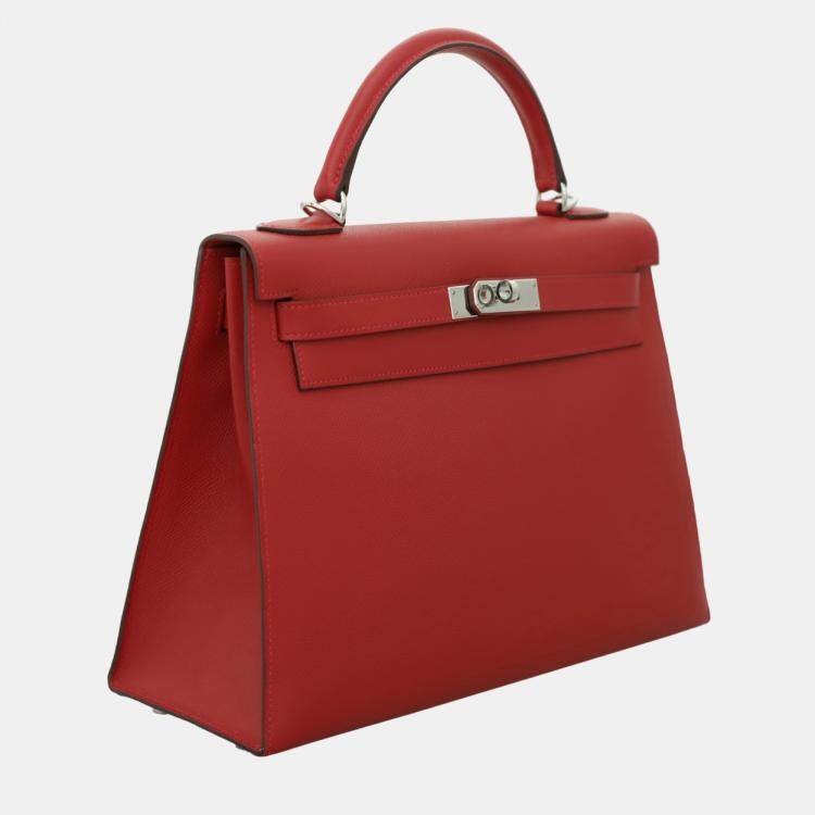 Pre Owned Hermes Red Epsom Leather Sellier Kelly 32 Bag