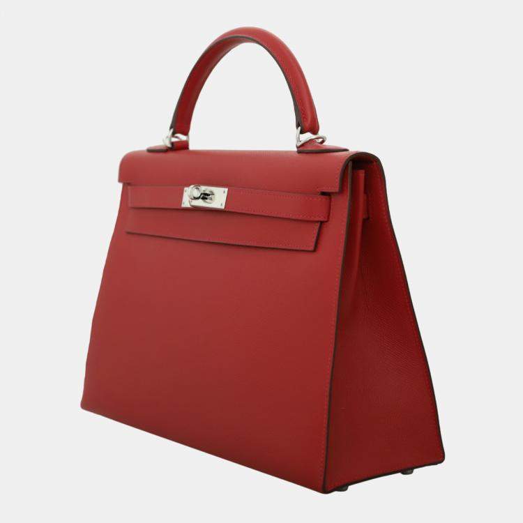 Pre Owned Hermes Red Epsom Leather Sellier Kelly 32 Bag