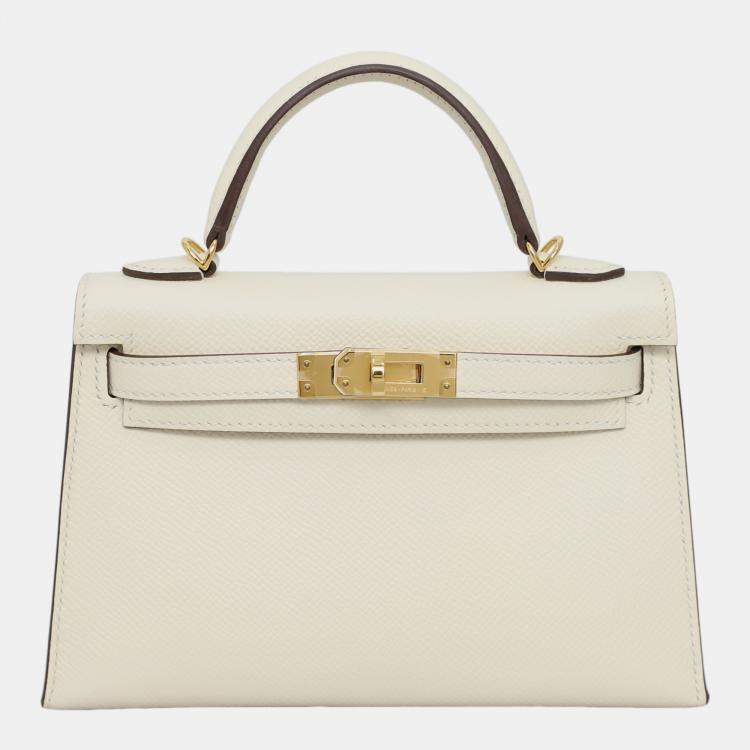 Pre Owned Hermes White Epsom Leather Mini Kelly Bag