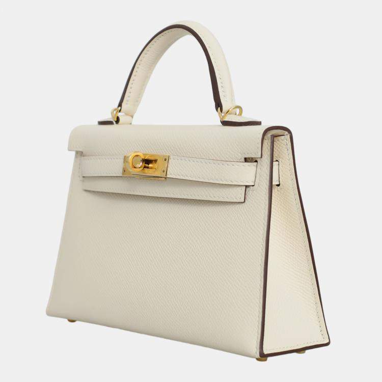 Pre Owned Hermes White Epsom Leather Mini Kelly Bag