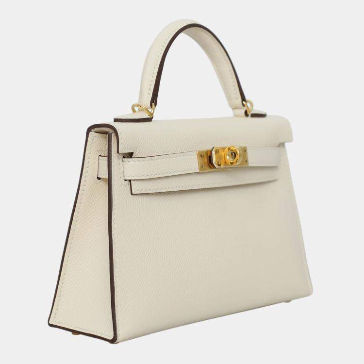 Pre Owned Hermes White Epsom Leather Mini Kelly Bag