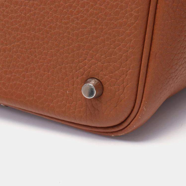 Pre Owned Hermes Picotin Lock 22 Brown Taurillon Clemence Leather Shoulder Bag