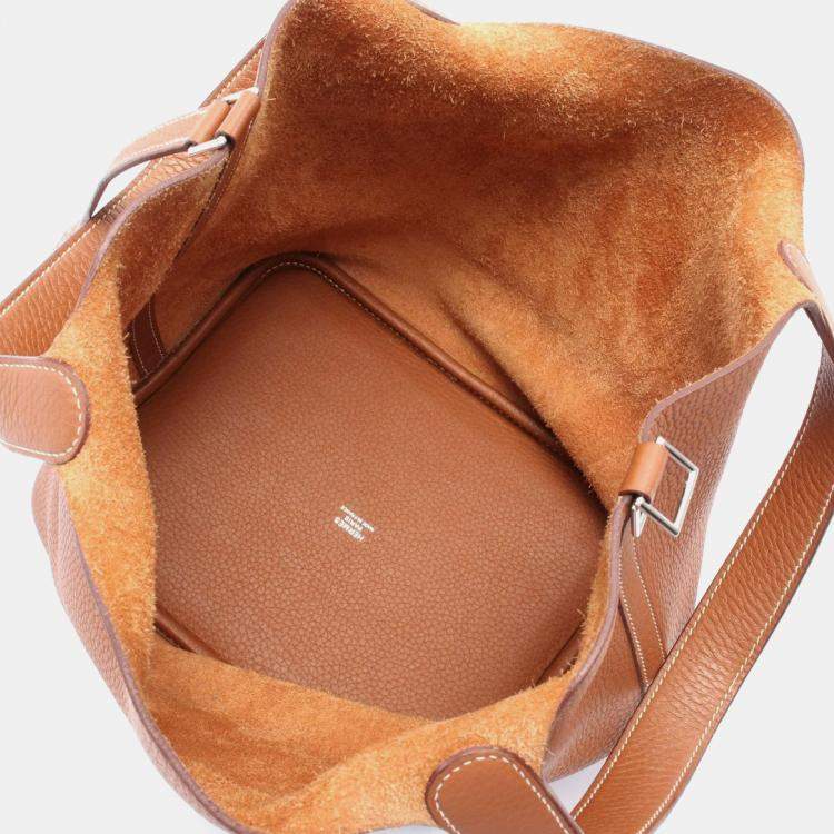 Pre Owned Hermes Picotin Lock 22 Brown Taurillon Clemence Leather Shoulder Bag