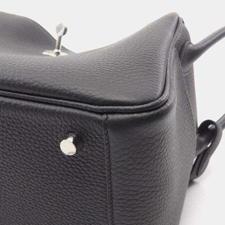Pre Owned Hermes Black Taurillon Clemence Lindy 26 Shoulder Bag  