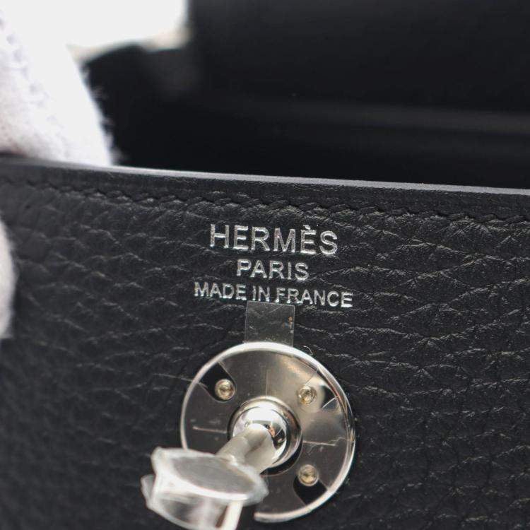 Pre Owned Hermes Black Taurillon Clemence Leather Lindy Mini Shoulder Bag