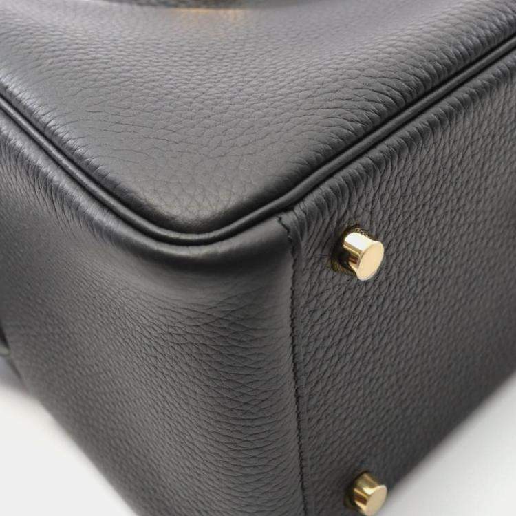 Pre Owned Hermes Black Taurillon Clemence Leather Lindy 26 Shoulder Bag
