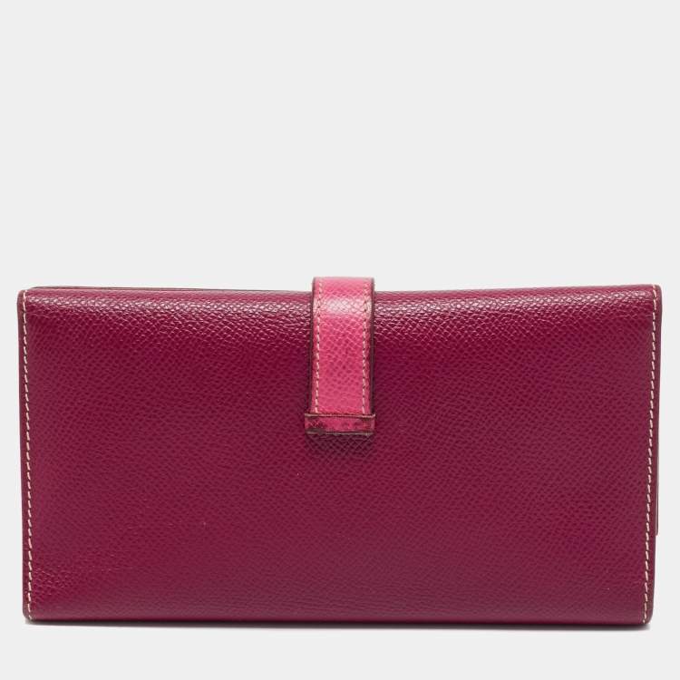 Pre Owned Hermes Tosca/Rose Tyrien Epsom Leather Bearn Gusset Wallet