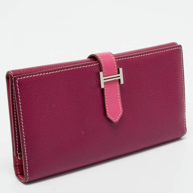 Pre Owned Hermes Tosca/Rose Tyrien Epsom Leather Bearn Gusset Wallet