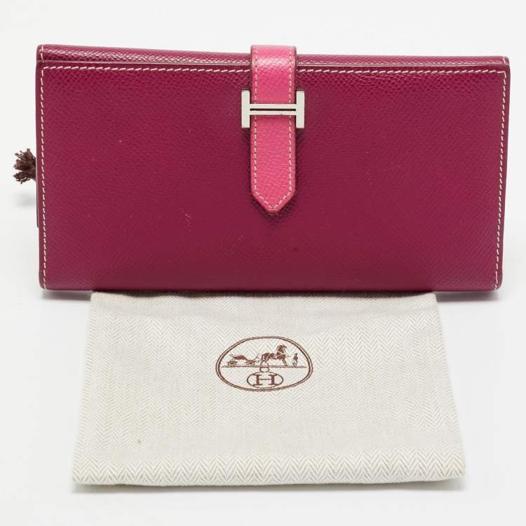 Pre Owned Hermes Tosca/Rose Tyrien Epsom Leather Bearn Gusset Wallet