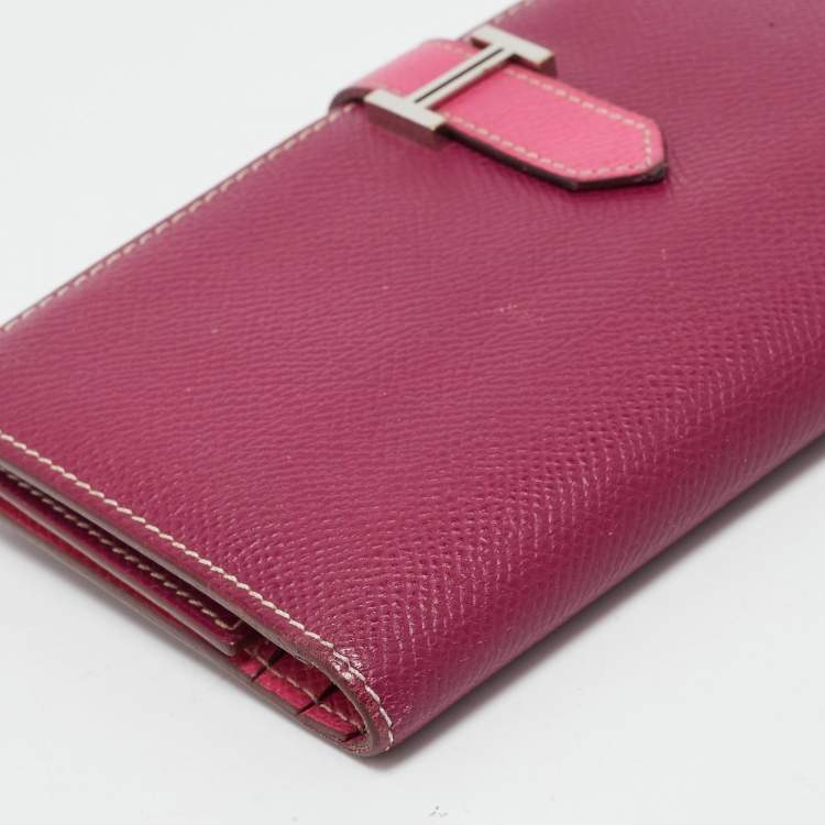 Pre Owned Hermes Tosca/Rose Tyrien Epsom Leather Bearn Gusset Wallet
