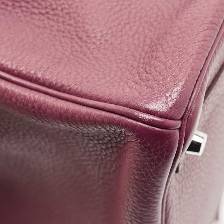 Pre Owned Hermes Tosca Taurillon Clemence Leather Palladium Finish Birkin 30 Bag