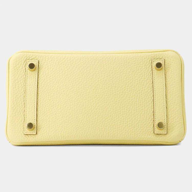 Pre Owned Hermes Birkin 25 Jaune Poussin Togo Leather Top Handle Bag
