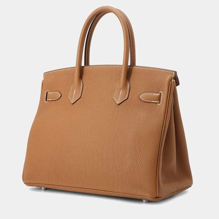 Pre Owned Hermes Birkin 30 Gold Togo Leather Top Handle Bag