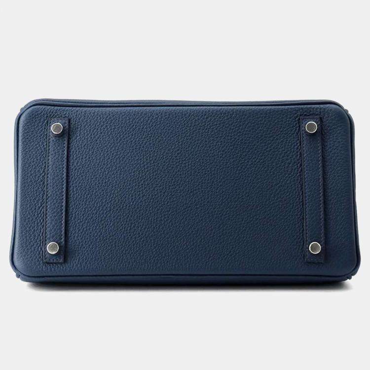 Pre Owned Hermes Birkin 30 Blue De Prusse Togo Leather Top Handle Bag