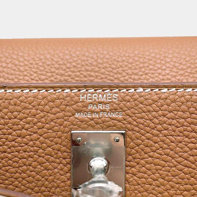 Pre Owned Hermes Kelly Retourne 25 Gold Togo Leather Top Handle Bag