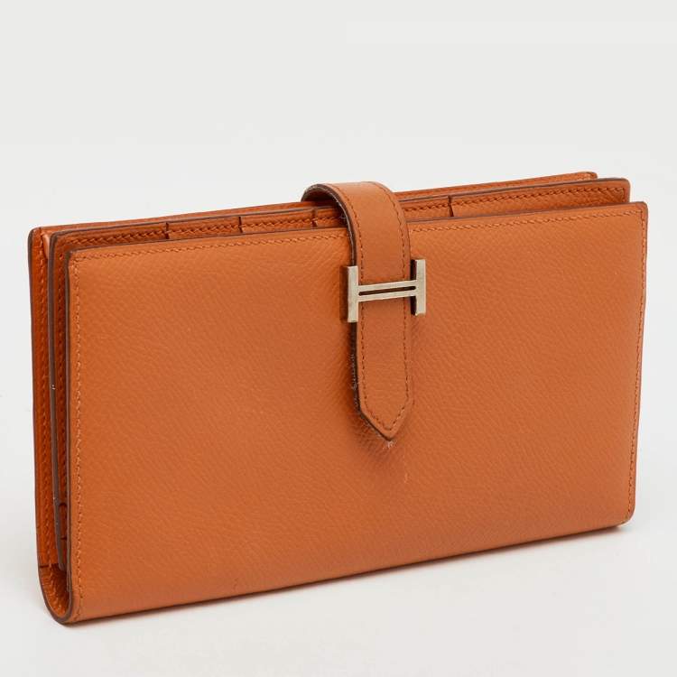 Pre Owned Hermes Moutarde Epsom Leather Bearn Gusset Wallet